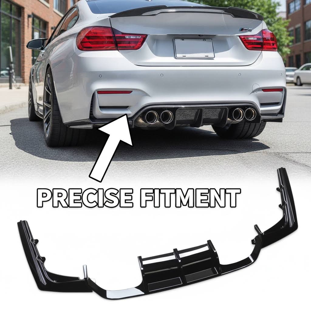 NINTE Rear Bumper Lip Diffuser Splitter Kit Fit for BMW F80 M3 F82 M4 F83 2015-2020 Carbon Fiber Look 3-Piece V Style Without Logo