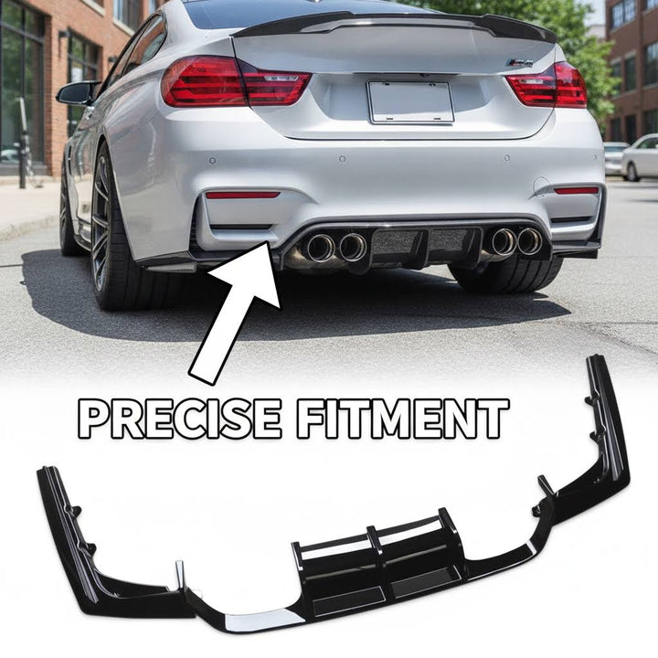 NINTE Rear Bumper Lip Diffuser Splitter Kit Fit for BMW F80 M3 F82 M4 F83 2015-2020 Carbon Fiber Look 3-Piece V Style Without Logo - NINTE