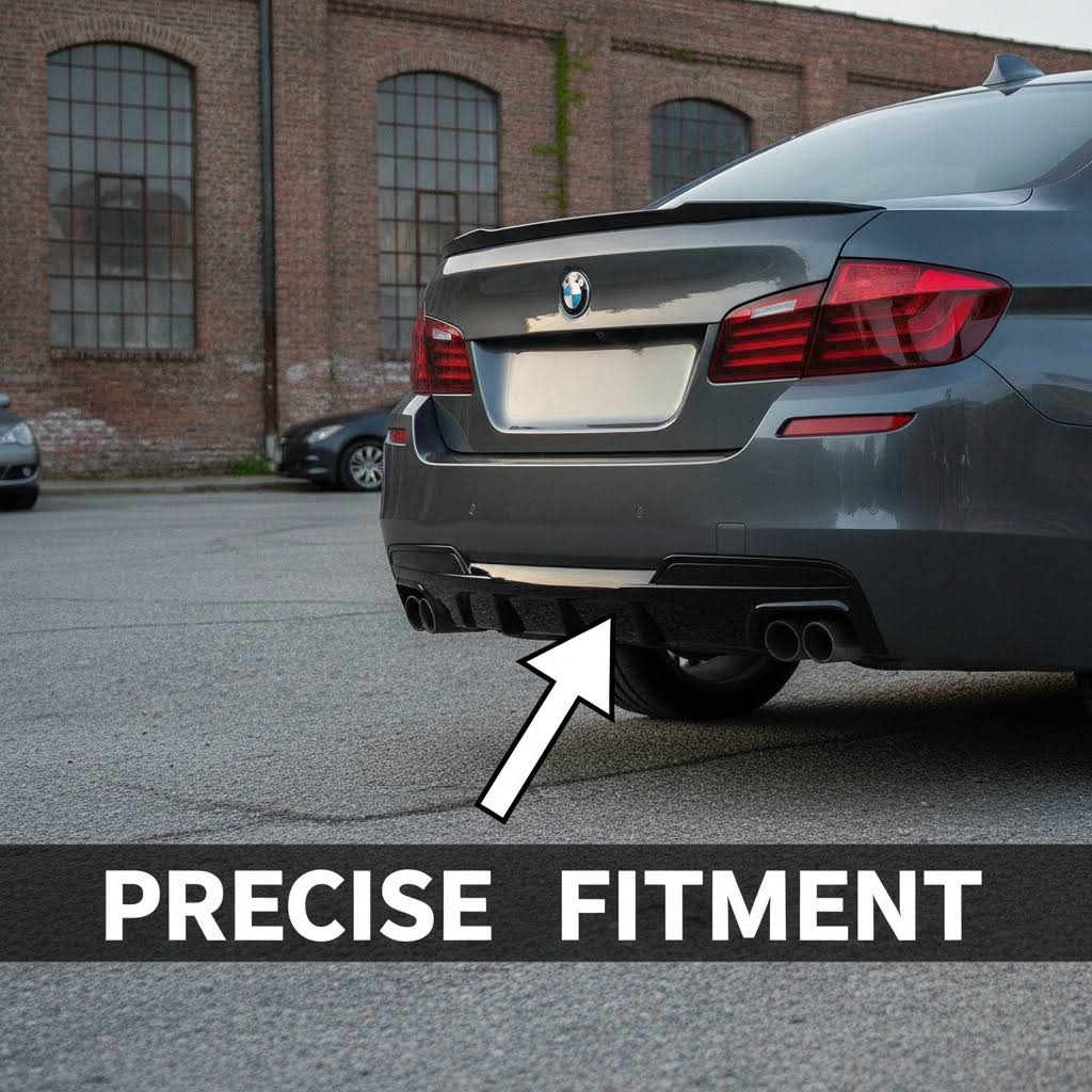 NINTE Rear Bumper Lip Diffuser Splitter Fit for BMW 5 Series F10 520i 528i 2011-2016 Painted Gloss Black Single Exhaust Outlet One Piece Without Logo