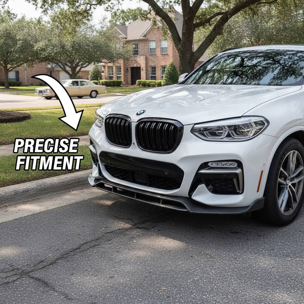 NINTE Front Bumper Lip Splitter Fit for BMW X3 X4 G01 G02 2018-2021 Painted Gloss Black One Piece GT Style Without Logo