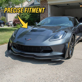 NINTE Front Bumper Lip Splitter Fit for 2014-2019 Chevrolet Corvette C7 Stingray Stage 3 Painted Gloss Black One Piece Sport Style Without Logo