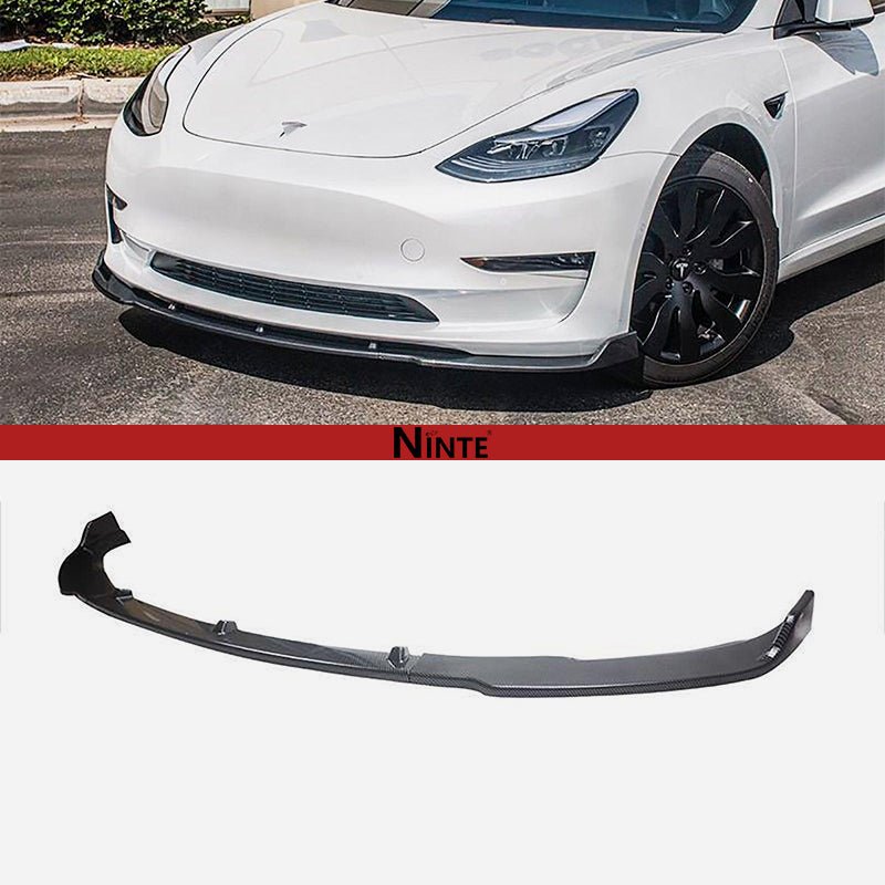 NINTE For 2017 - 2023 Tesla Model 3 Front Lip 3 Pieces Sport Style Splitter - NINTE