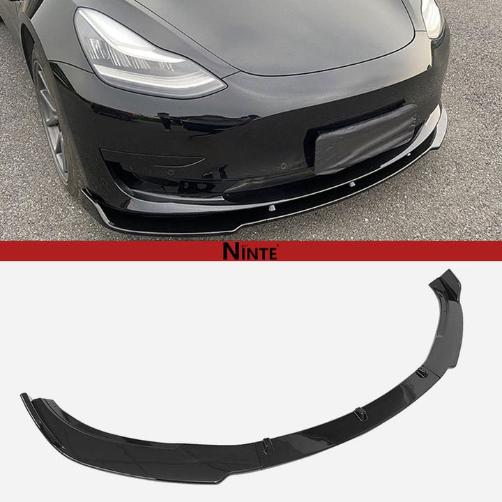 NINTE For 2017 - 2023 Tesla Model 3 Front Lip 3 Pieces Sport Style Splitter - NINTE