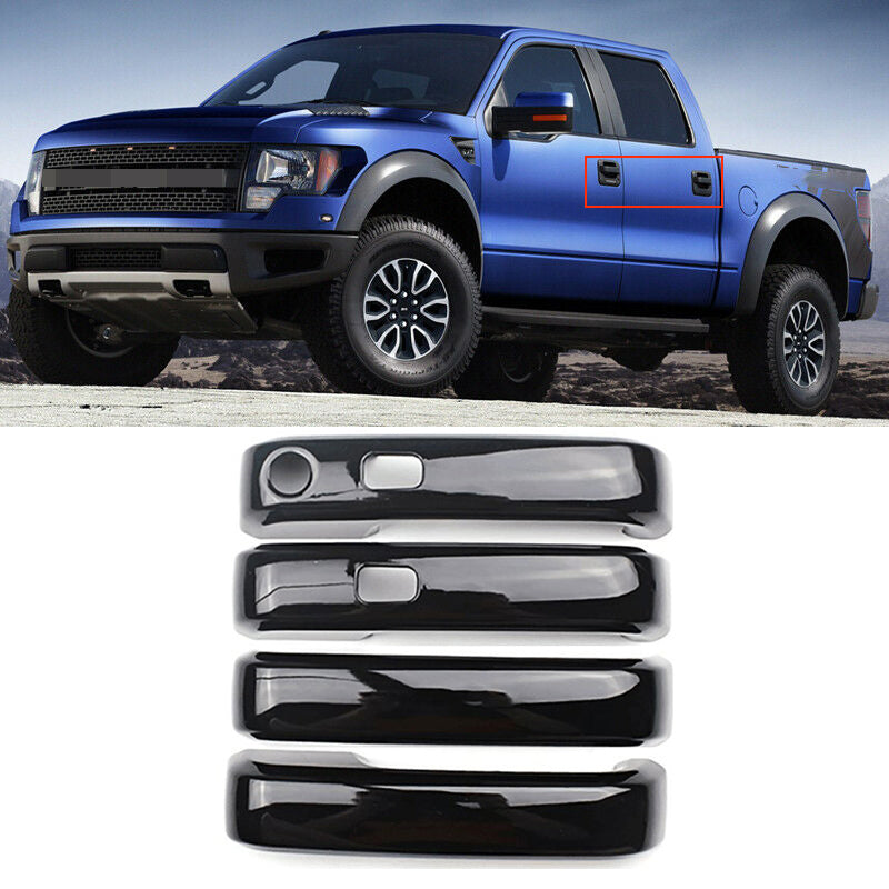 Ninte Mirror Caps Door Handle Covers For Ford F-150 2015-2020 With 2 Smart Key Holes Handle Cover