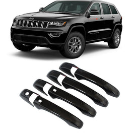 NINTE Door Handle Cover for 2013 - 2021 Jeep Grand Cherokee & 2014 - 2023 Dodge Durango ABS Gloss Black with 2 Smart Keyhole - NINTE