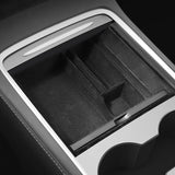 NINTE Storage Box for 2021 2022 2023 Tesla Model 3 Model Y Front Flocking Armrest Central Console Storage Box