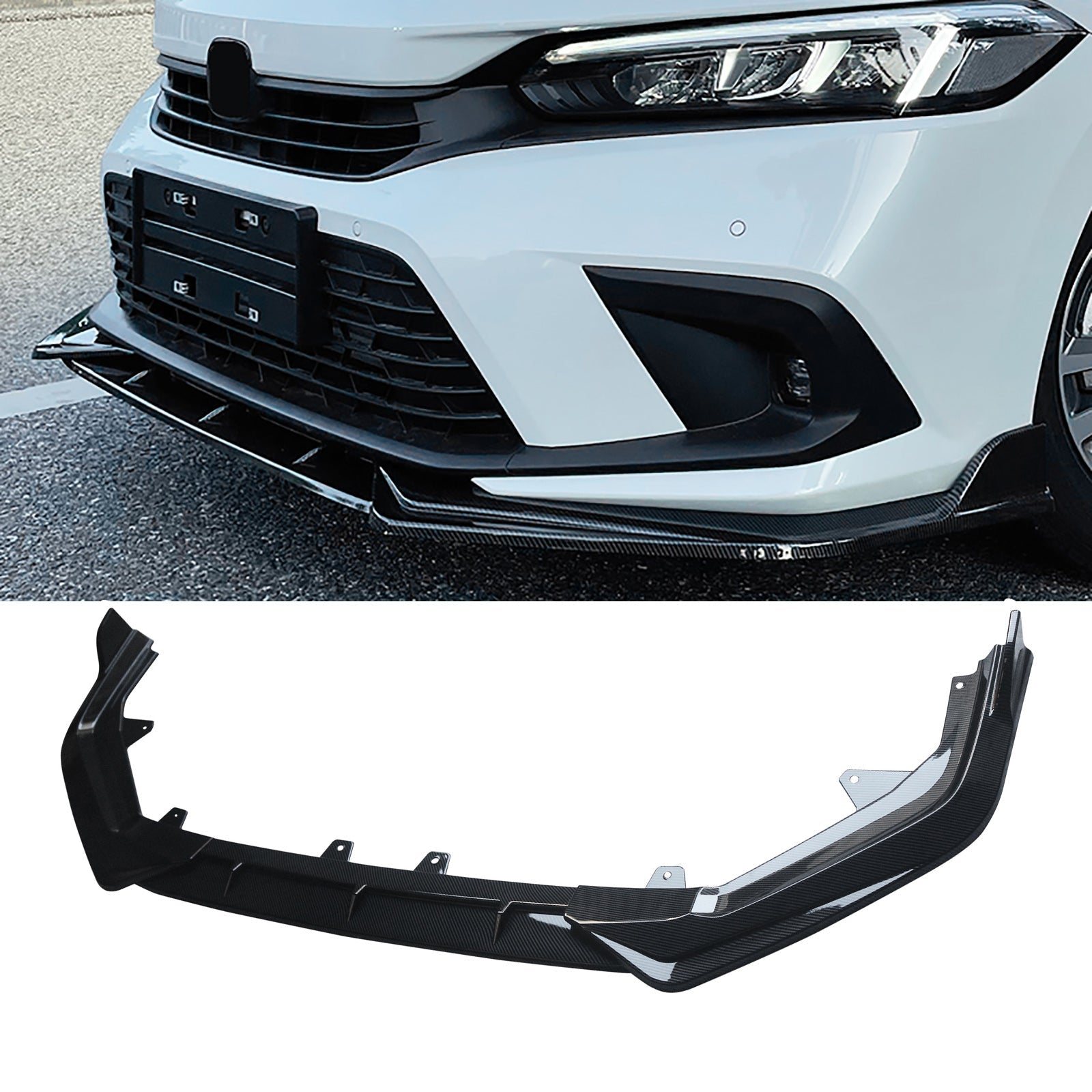 NINTE For 2022-2025 11th Honda Civic Front Lip ABS Front Bumper Splitter Body Spoiler