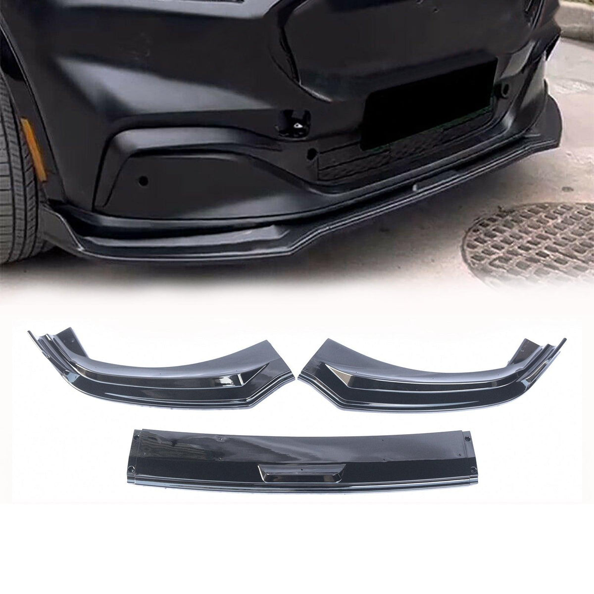 NINTE For 2021 2024 Ford Mustang Mach E MK1 Front Lip ABS 3 Pieces NINTE For 2021 2024 Ford Mustang Mach E MK1 Front Lip ABS 3 Pieces