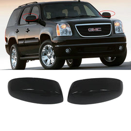 NINTE Mirror Cover For 2007 - 2013 Chevy Silverado 1500 GMC Sierra 1500 Yukon Gloss Black / Chrome - NINTE