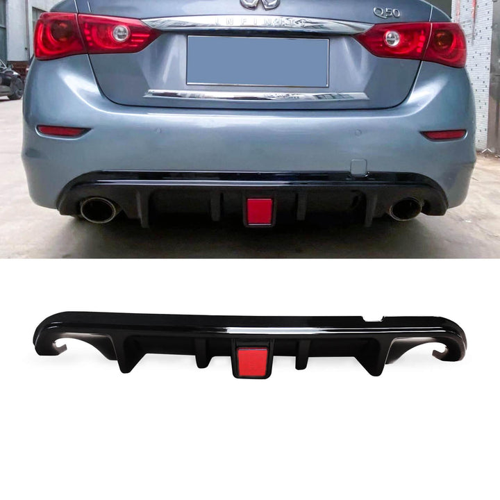 NINTE For 2014 - 2017 INFINITI Q50 Rear Diffuser Rear Bumper Lip Rear Lip Real functional Brake Light - NINTE