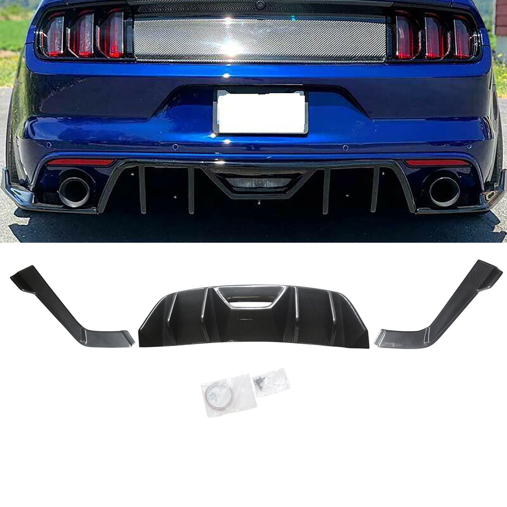 NINTE Rear Diffuser For 2015 2016 2017 Ford Mustang Rear Bumper Lip HN Style