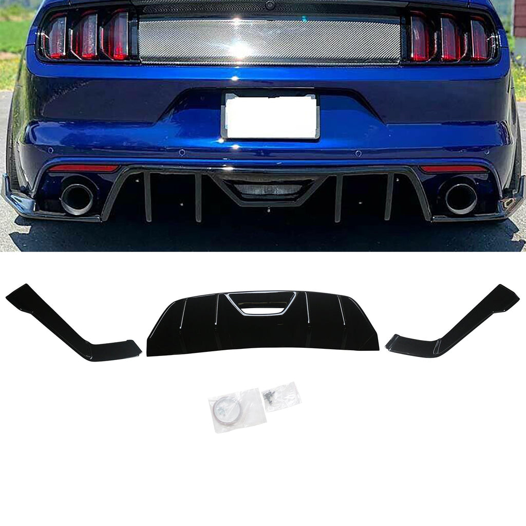 NINTE Rear Diffuser For 2015 2016 2017 Ford Mustang Rear Bumper Lip HN Style