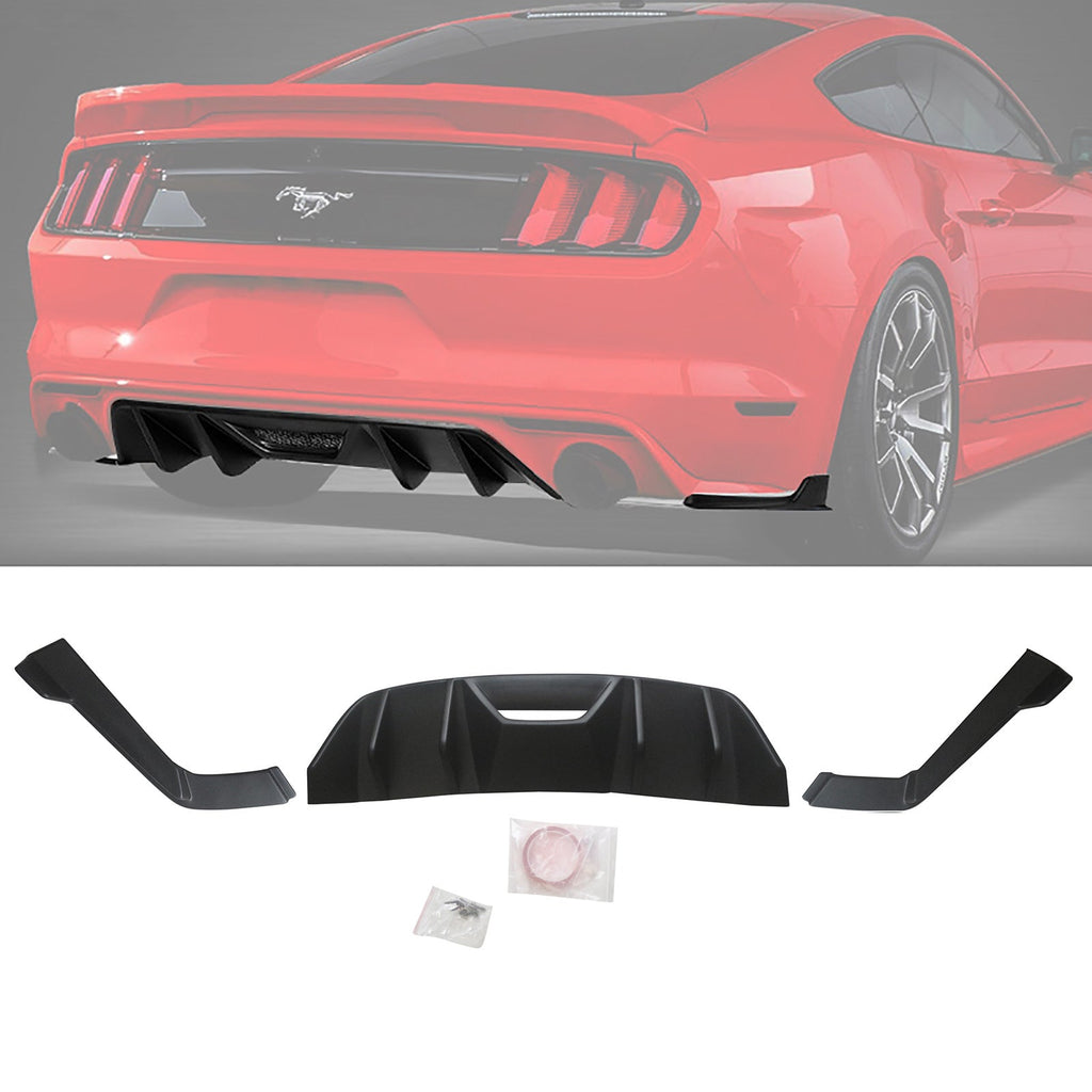 NINTE Rear Diffuser For 2015 2016 2017 Ford Mustang 