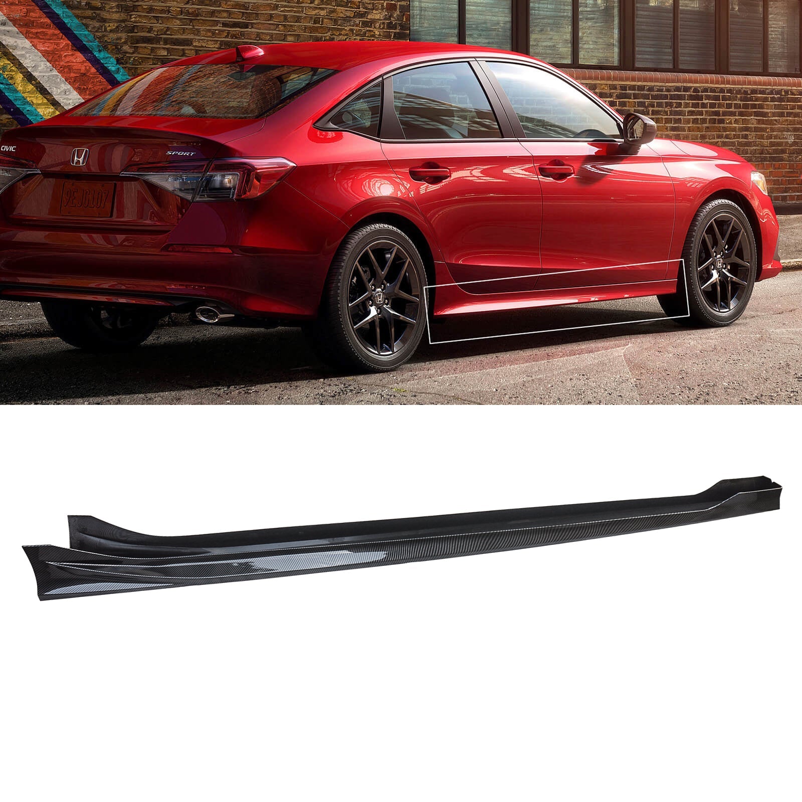 NINTE Side Skirts For 2022 2023 2024 Honda Civic 11th Gen ABS Side Rocker Panel Extension Lips