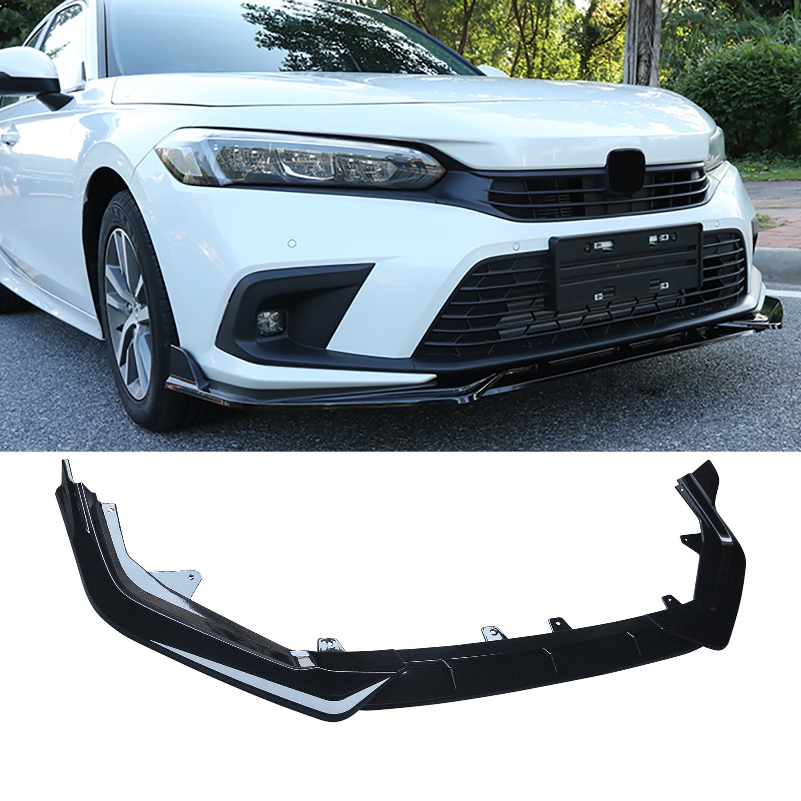 NINTE For 2022-2024 11th Honda Civic Front Lip ABS Front Bumper Splitter Body Spoiler