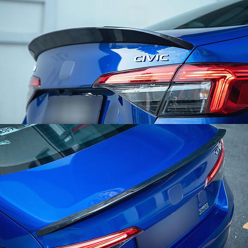 Upgrade Your 2022-2025 Honda Civic 11th Gen Sedan With A Sleek V-Style Real Carbon Fiber Trunk Spoiler