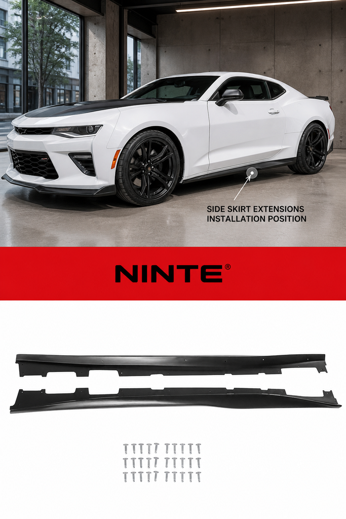 Side Rocker Panel Extension Kit Fit for Chevrolet Camaro RS SS LT LS 2016-2023 Black ZL1 Style 2-Piece Left and Right Set