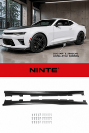NINTE Side Rocker Panel Extension Kit Fit for Chevrolet Camaro RS SS LT LS 2016-2023 Black ZL1 Style 2-Piece Left and Right Set - NINTE