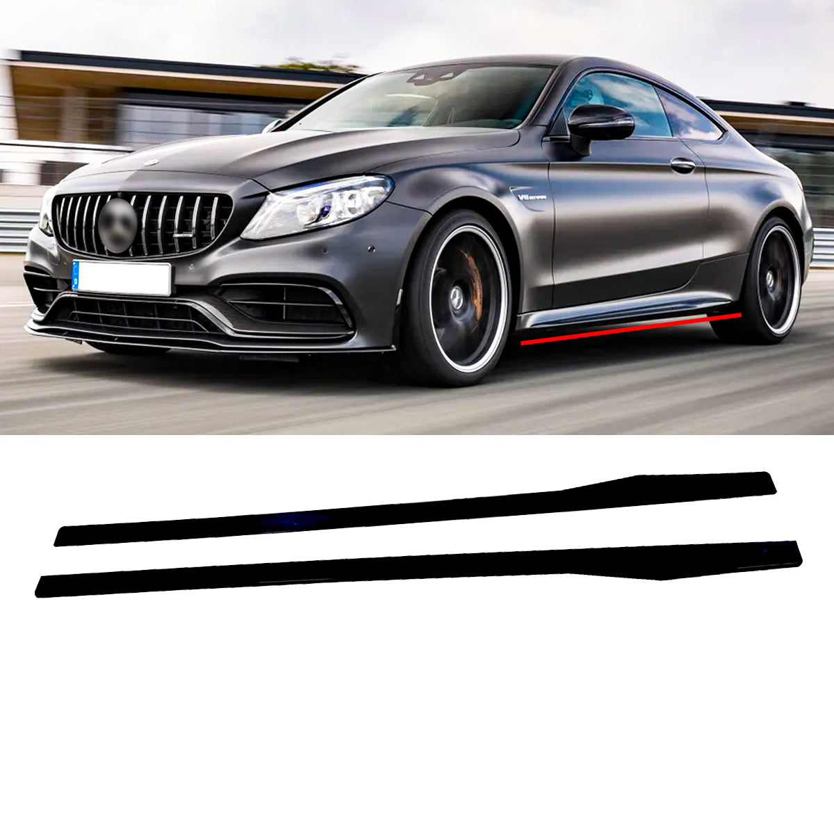 NINTE Side Skirt for 2015-2021 Benz W205 C300 Sport C-Class C43 C63 AMG ...