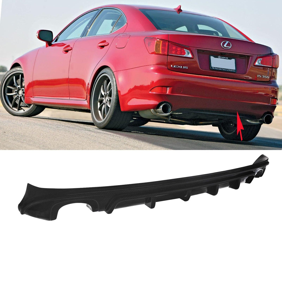 NINTE Rear Diffuser For 2006-2013 Lexus IS IS250 IS350 4DR ABS Painted ...