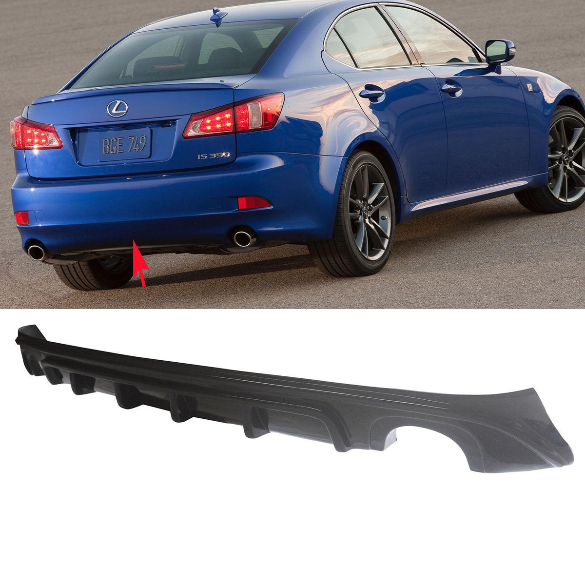 NINTE For 2006-2013 Lexus IS IS250 IS350 4DR Rear Diffuser Rear Bumper ...