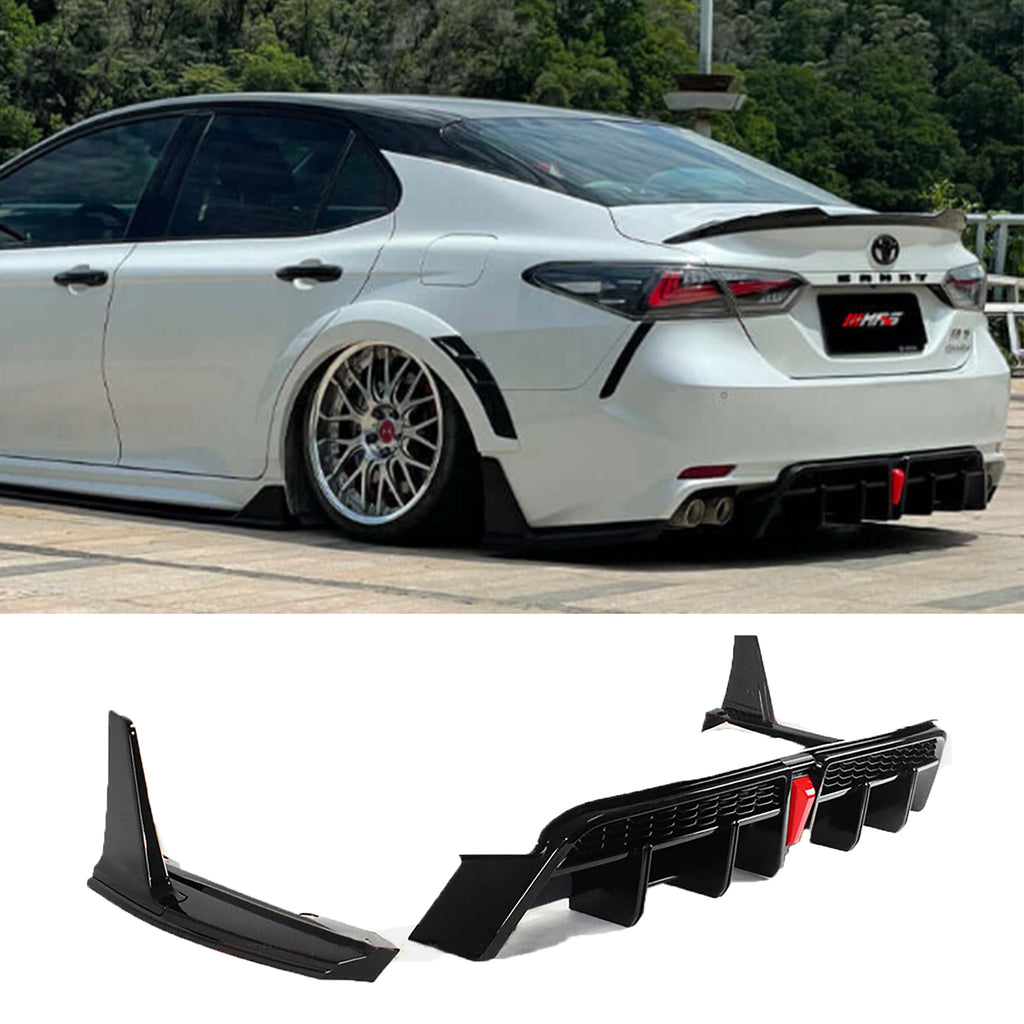 NINTE Rear Diffuser For 2018-2024 Toyota Camry SE XSE Yofer V2 LED Rear Bumper Diffuser + Corner Extension