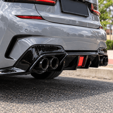 NINTE Rear Bumper Diffuser Splitter Fit for 2019-2022 BMW 3 Series G20 G21 G28 M Sport Painted Gloss Black One Piece Sport Style with Red LED Brake Light