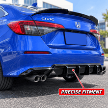 NINTE Rear Bumper Diffuser Fit for Honda Civic Sedan 2022-2026 Painted Gloss Black One Piece GT Shark Fin Sport Style Without Logo