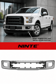 NINTE For 2015 2016 2017 Ford F150 Chrome Stamped Steel Front Bumper Face Bar w/ Fog Light Hole One-Piece Stronger and More Reliable - NINTE