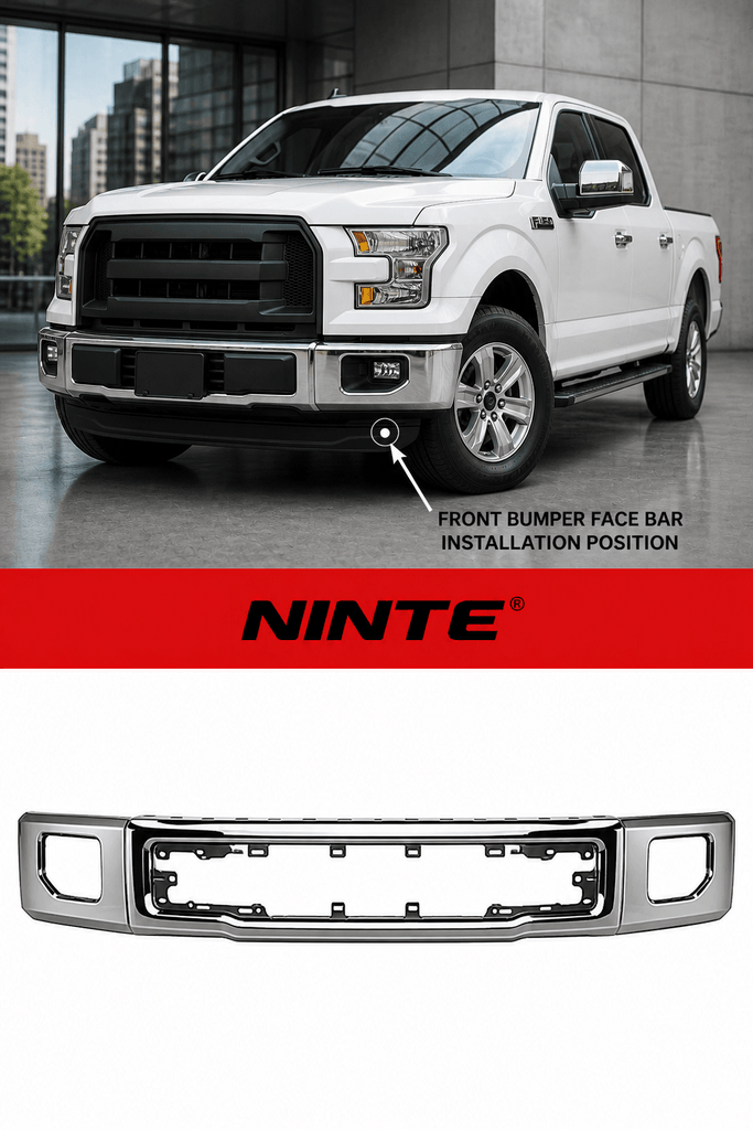 NINTE FOR 2015-2017 Ford F-150 With Fog Light Holes (Black) Front Bumper Face Bar Assembly Stronger and More Reliable - NINTE