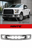 NINTE For 2015 2016 2017 Ford F150 Chrome Stamped Steel Front Bumper Face Bar w/ Fog Light Hole One-Piece Stronger and More Reliable