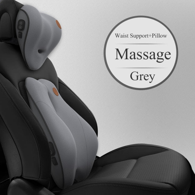 Ninte Auto Waist Seat Back Cushion Car Pillow Set Electric Massage Lumbar Gy Accessories