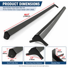 NINTE Side Rocker Panel Side Skirt Kit Fit for Honda Civic Coupe Sedan 2001-2005 Black Polypropylene RS Style - NINTE