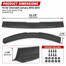 NINTE Rear Trunk Spoiler Wing Fit for Chevrolet Camaro 2010-2013 Unpainted Black ABS Plastic One Piece Duckbill Style