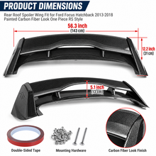 NINTE Rear Roof Spoiler Wing Fit for Ford Focus Hatchback 2013-2018 Painted Carbon Fiber Look One Piece RS Style