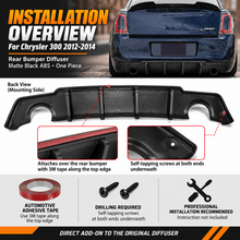 NINTE Rear Bumper Diffuser Fit for Chrysler 300 300S 2012-2014 Matte Black Shark Fin Style - NINTE