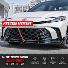 NINTE Front Bumper Lip Splitter Fit for Toyota Camry SE XSE LE XLE 2025-2026 Gloss Black - NINTE