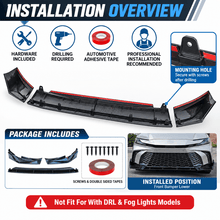 NINTE Front Bumper Lip Splitter Fit for Toyota Camry SE XSE LE XLE 2025-2026 Gloss Black - NINTE