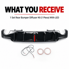 NINTE Rear Bumper Diffuser Kit Fit for Lexus IS250 IS350 2006-2013 Gloss Black LED JDM Style - NINTE