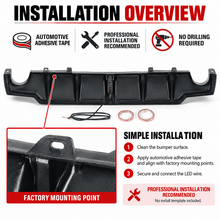 NINTE Rear Bumper Diffuser Kit Fit for Lexus IS250 IS350 2006-2013 Gloss Black LED JDM Style - NINTE