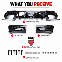 NINTE Rear Bumper Diffuser Lip Spoiler Kit Fit for Honda CR-V CRV 2023-2026 Gloss Black LED - NINTE