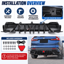 NINTE Rear Bumper Diffuser Lip Spoiler Kit Fit for Honda CR-V CRV 2023-2026 Gloss Black LED - NINTE