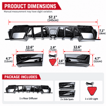 NINTE Rear Bumper Diffuser Lip Spoiler Kit Fit for Honda CR-V CRV 2023-2026 Gloss Black LED - NINTE