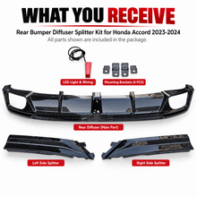 NINTE Rear Bumper Diffuser Kit Fit for Honda Accord 2023-2026 Gloss Black with LED Light - NINTE