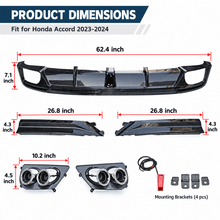 NINTE Rear Bumper Diffuser Kit Fit for Honda Accord 2023-2026 Gloss Black with LED Light - NINTE