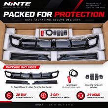 NINTE Rear Bumper Diffuser Kit Fit for Honda Accord 2023-2026 Gloss Black with LED Light - NINTE