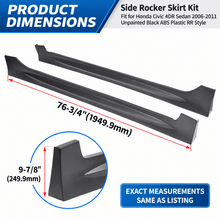NINTE Left and Right Rocker Side Skirt Kit Fit for Honda Civic Sedan 4DR 2006-2011 Black ABS Plastic RR Style - NINTE