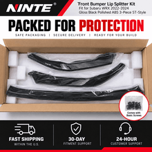 NINTE Front Bumper Lip Splitter Fit for Subaru WRX 2022-2026 Gloss Black ST Style - NINTE