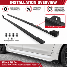 NINTE Side Rocker Panel Body Kit Fit for Subaru WRX STI 4-Door 2015-2021 Black ST Style Left and Right Pair - NINTE