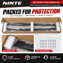NINTE Side Rocker Panel Extension Kit Fit for Chevrolet Camaro RS SS LT LS 2016-2023 Black ZL1 Style 2-Piece Left and Right Set - NINTE